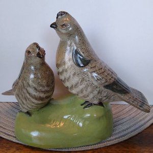 Ruffed Grouse ceramic pottery mom & chick